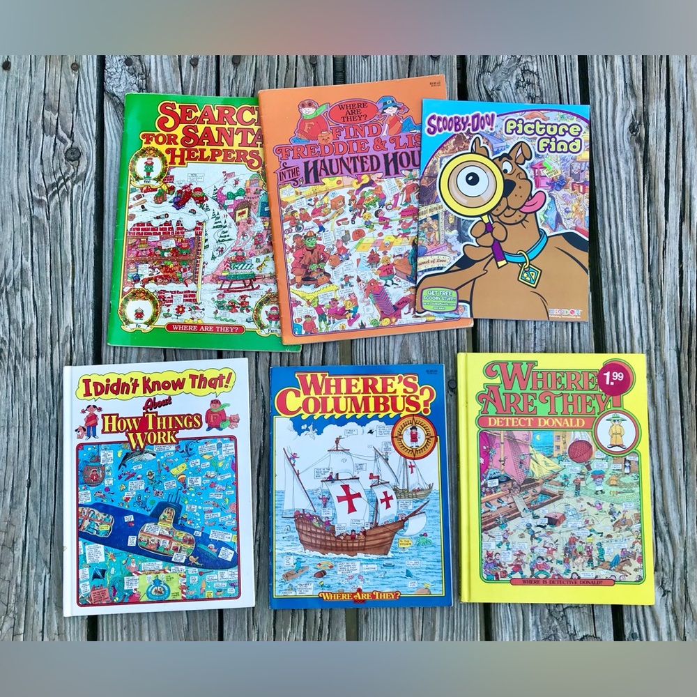 Lot 6 Search & Find Freddie & Lisa Where Are They Books Holiday How Things Works